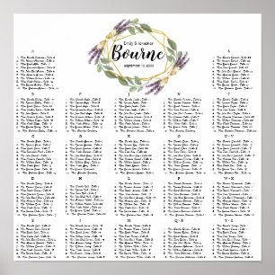 Poster Gráfico de Casamentos de Lavandas Douradas e Roxas