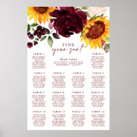 Gráfico de casamentos outono Girassóis Rosas Espum