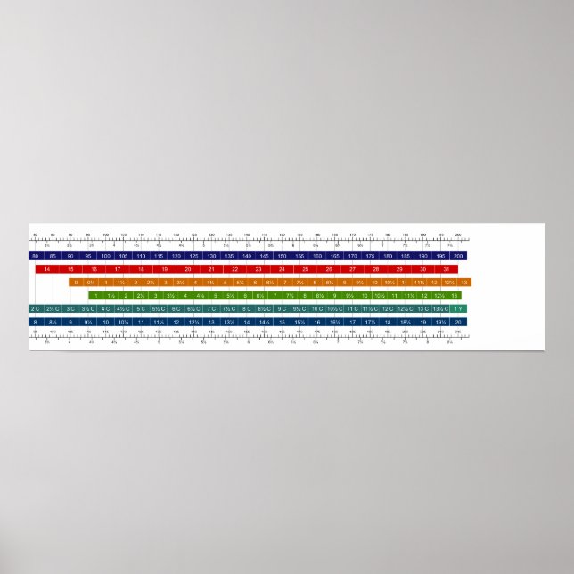 Poster Gráfico de Comparação do Tamanho do Calçado Infant (Frente)