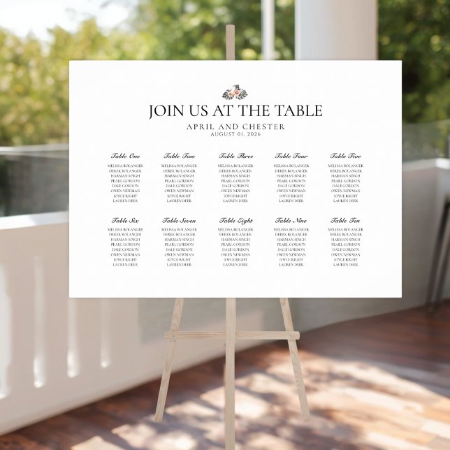 Poster Gráfico de Configuração da Mesa Black Palm (Wedding Reception Seating Chart)