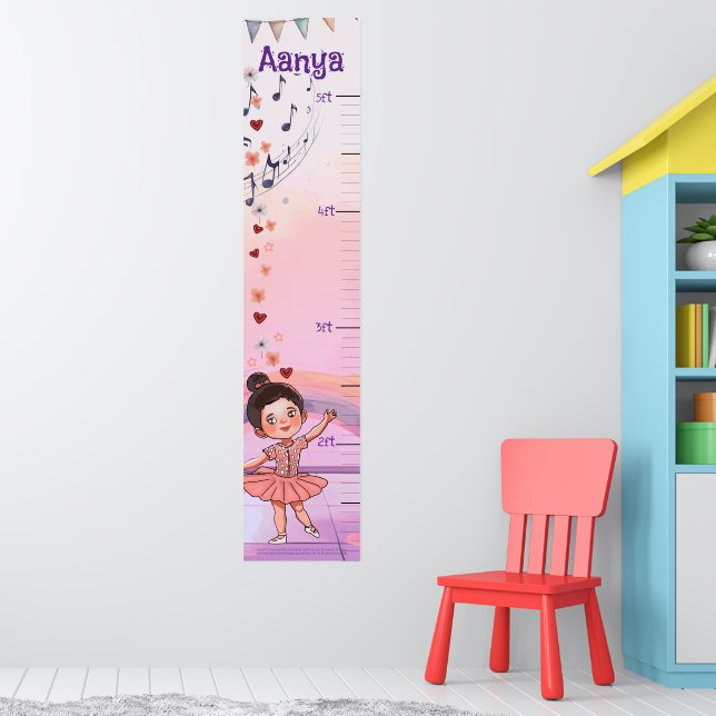 Poster Gráfico de Crescimento Ballerina Personalizado par (Berçário 1)