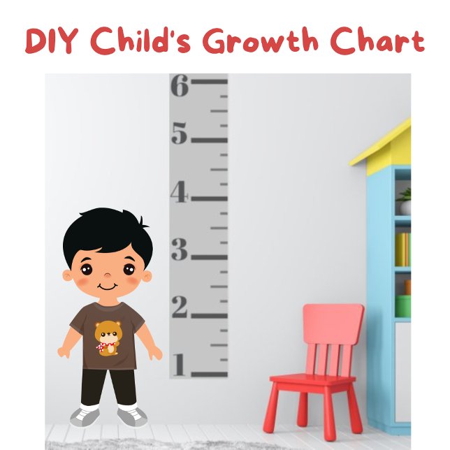 Poster Gráfico de Crescimento da Criança de Cinzas Simple (Simple shades of gray 1 to 6 foot ruler for your growing child.)