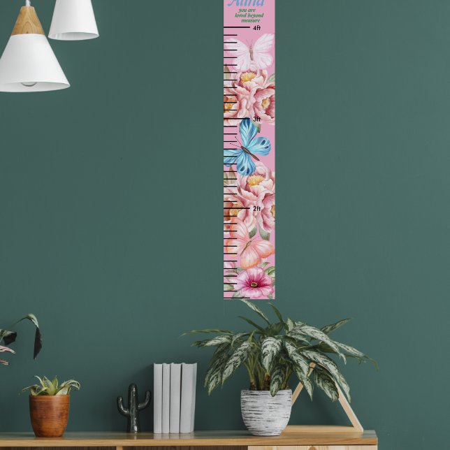 Poster Gráfico de Crescimento das Meninas Florais Rosa-Ro (Sala de Estar 1)