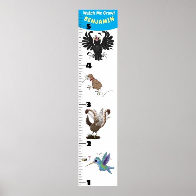 Poster Gráfico de crescimento de animação de aves engraça (Frente)