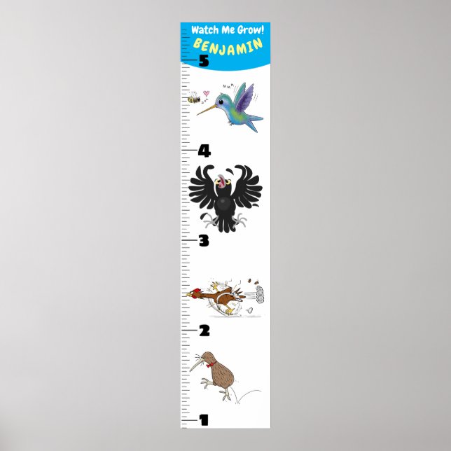 Poster Gráfico de crescimento de animação de aves engraça (Frente)