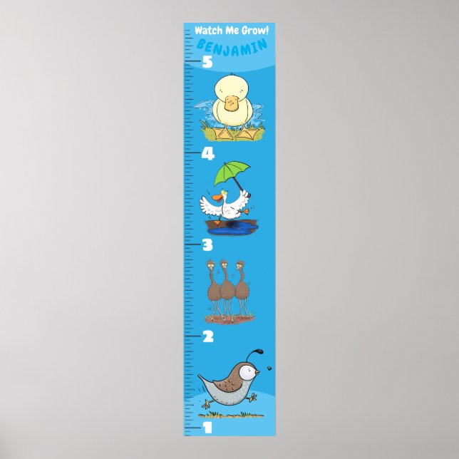 Poster Gráfico de crescimento de animação de aves engraça (Frente)