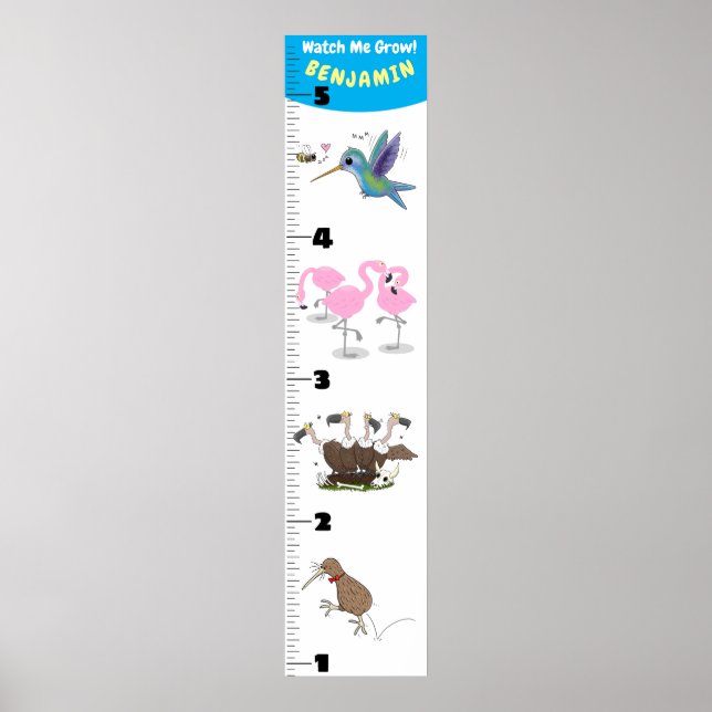 Poster Gráfico de crescimento de animação de aves engraça (Frente)