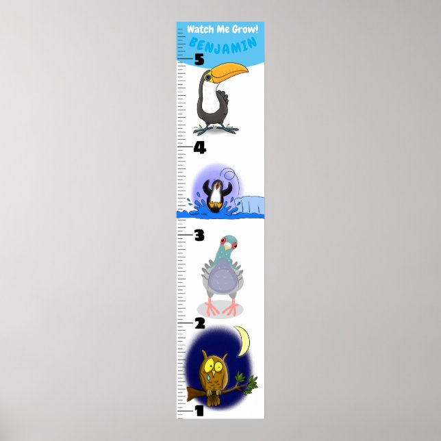 Poster Gráfico de crescimento de animação de aves engraça (Frente)