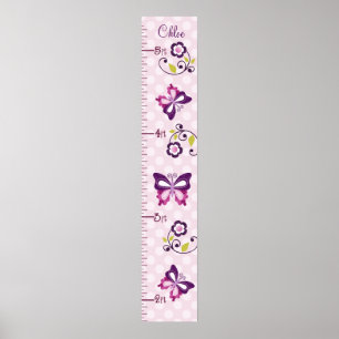 Poster Gráfico de Crescimento de Borboletas Roxas Person