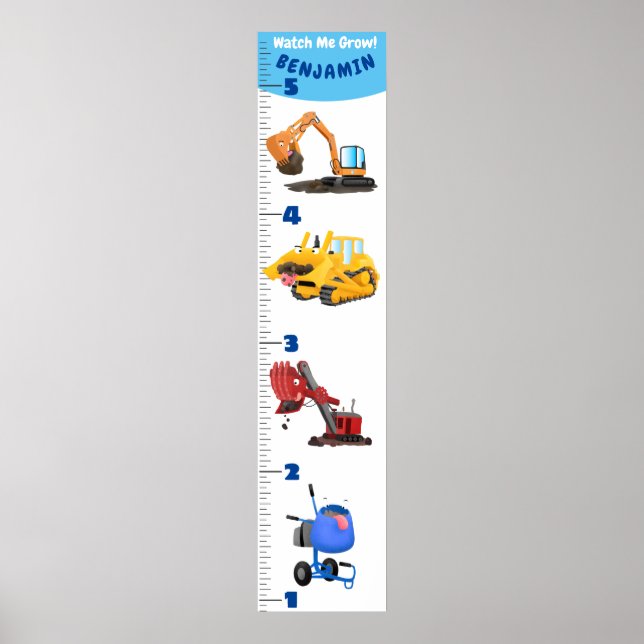 Poster Gráfico de crescimento de cartoons de transporte e (Frente)