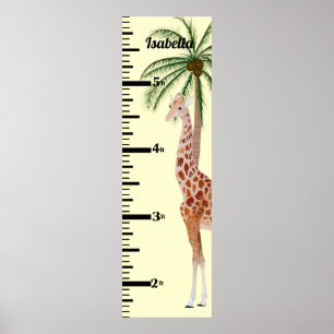 Poster Gráfico de Crescimento de Girafa e Palm Tree