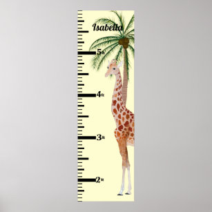 Poster Gráfico de Crescimento de Girafa e Palmeira