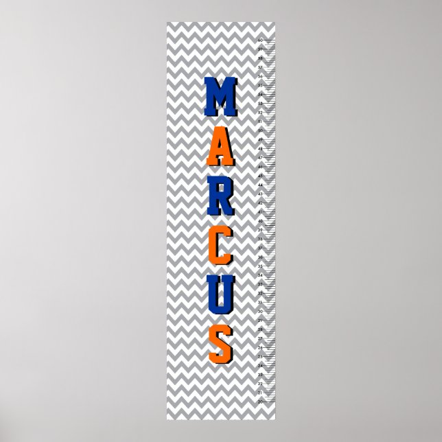 Pôster Gráfico de Crescimento do Nome da Chevron Seis Let (Frente)