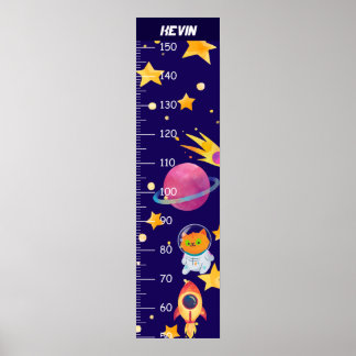 Poster Gráfico de Crescimento Espacial do Astronauta Gato