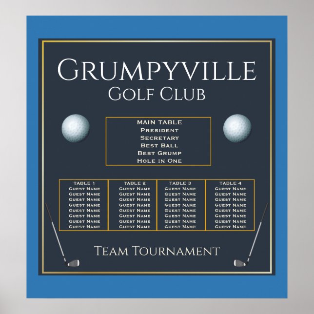 Poster Gráfico de 🏌 do Torneio de Golf (Frente)