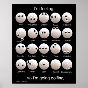 Poster Gráfico de Emoções de Bolas de Golfe