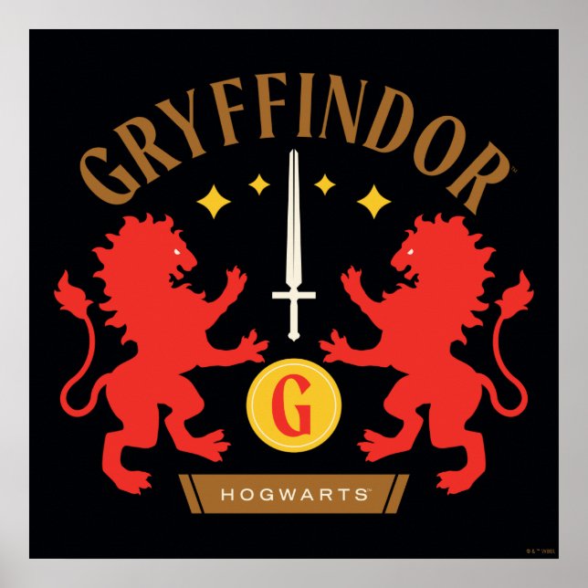 Poster Gráfico de Espada de Leão Duplo GRYFFINDOR™ House (Frente)