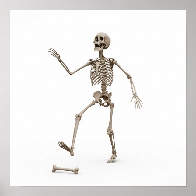 Poster Gráfico de esqueleto cômico (Frente)