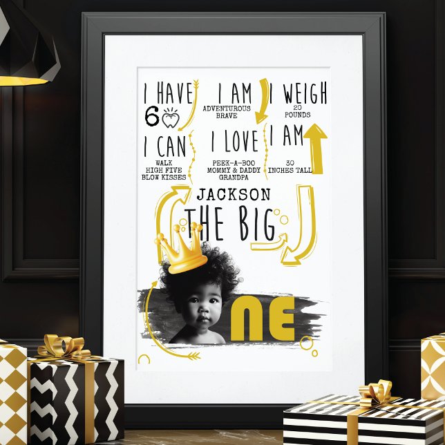 Poster Gráfico de etapas BIG UM Amarelo branco preto (Criador carregado)