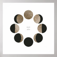 Gráfico de Fase da Lua Dourada com Folha Moderna