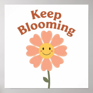 Poster Gráfico de Flor Feliz Estilo Anos 70