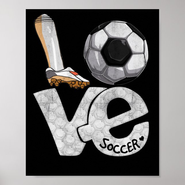 Poster Gráfico De Futebol Dizendo Amor Bola De Coração (Frente)