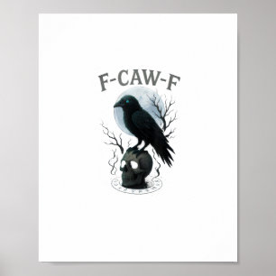 Poster Gráfico de Halloween com Caveira de Corvo Gótico F