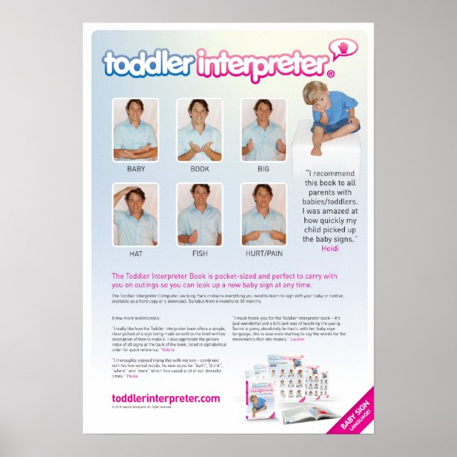 Pôster Gráfico de Linguagem de Sinalização de Bebê (Frente)