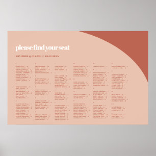 Poster Gráfico de lugares alfabéticos de pêssego chic