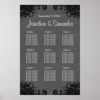 Poster Gráfico de Lugares de Casamento de Góticos 9 Mesas
