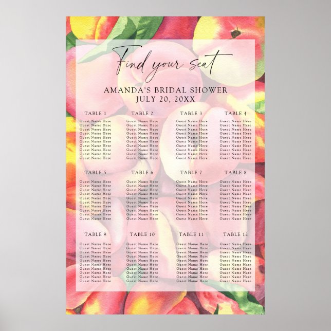 Poster Gráfico de lugares de pêssegos aquosos (Frente)