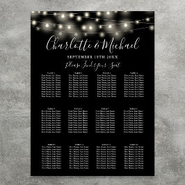 Poster Gráfico de Luzes Brancas Negras Luzes de Casamento