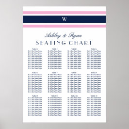 Poster Gráfico de Marinho azul-rosa e Mesa