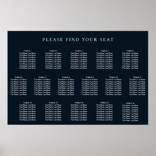 Poster Gráfico de Marinho de Casamento Azul 16 Mesa