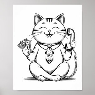 Poster Gráfico de Memória do Gatinho Fortune Kawaii Manek