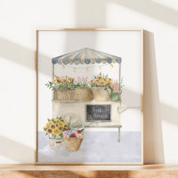 Gráfico de Mercado de Flores Aquarela Arte Cottage