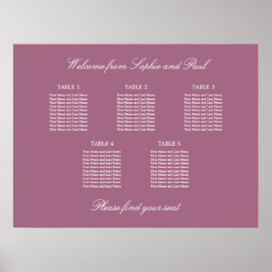 Poster Gráfico de Mesa de Casamento Mauve 5