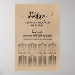 Poster Gráfico de Mesa de Casamento Simples Faux Kraft