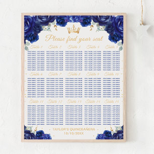 Poster Gráfico de Mesas da Princesa Azul Quinceañera 15