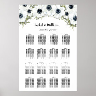 Poster Gráfico de Mesas de Casamento Floral Branco 16