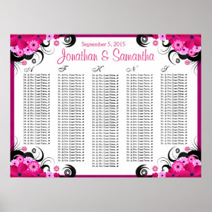 Pôster Gráfico de Mesas de Casamento Fuchsia Floral A a 