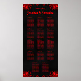 Pôster Gráfico de Mesas de Casamento Preto e Vermelho 14