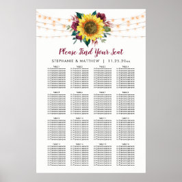 Poster Gráfico de Mesas de Casamento Russo de Girassol