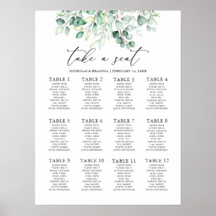 Poster Gráfico de Mesas do Casamento Eucalyptus 12