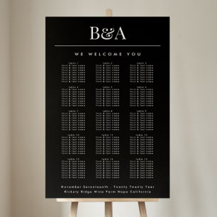 Poster Gráfico de Nomes Clássicos Pretos e Brancos