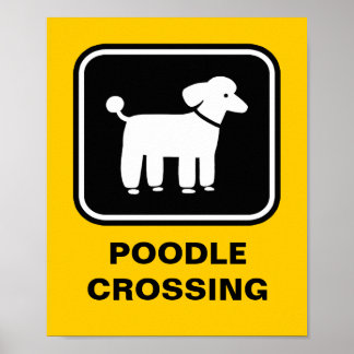 Pôster Gráfico de Poodle (Branco no Preto)