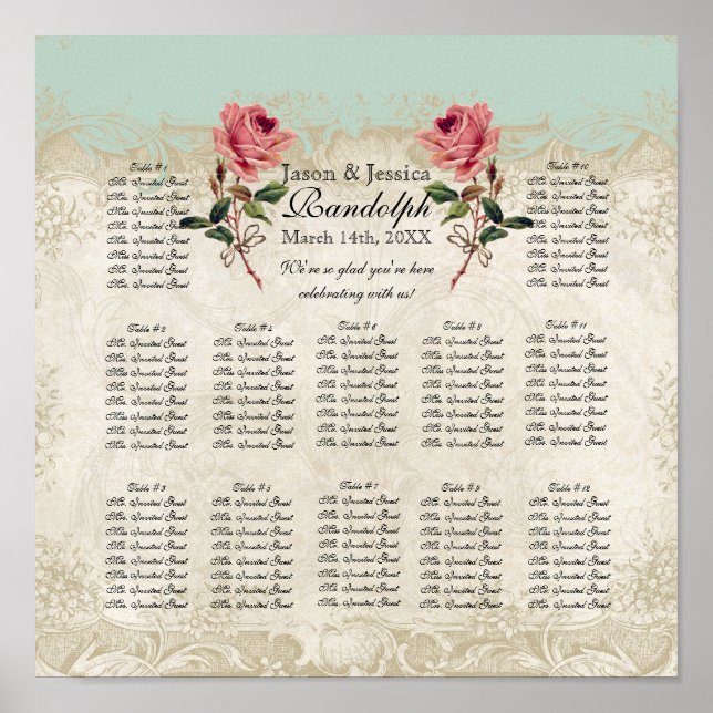 Pôster Gráfico de Recepção de Rosa com Estilo Barroco (Frente)