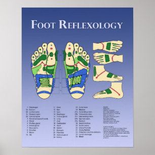 Poster Gráfico de Reflexologia do Pé - Azul