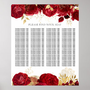 Poster Gráfico de rosas vermelhas de Casamento ou de Asse