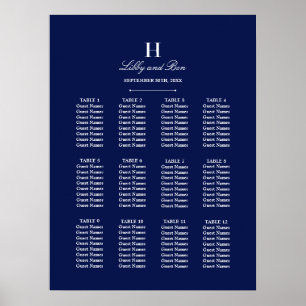Poster Gráfico de Seções de Casamento Branca e Marinho de